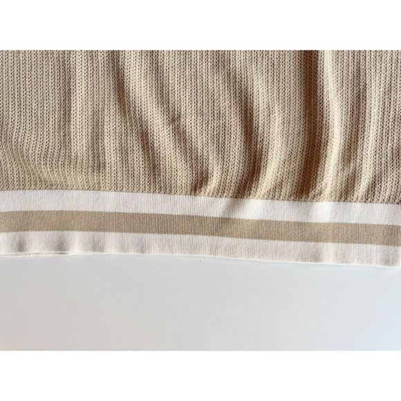 REISS x CHÉ Quinn Tan 100% Cotton Pointelle Knit Short Sleeve Polo Shirt, Size S - Picture 10 of 16